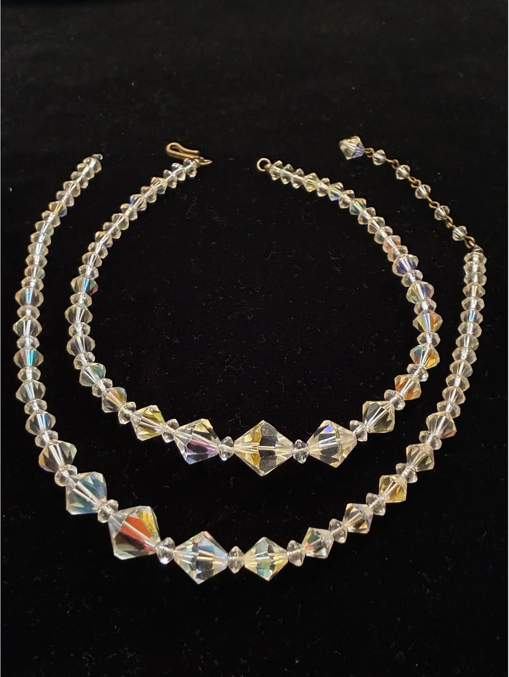 Vintage AB Crystal Bicone Glass Beads Broken Necklace For Repair Crafts